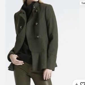 Banana Republic Dark Green Double-Breasted Trench Coat